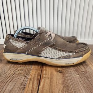 Teva Boat Shoes Mens Sz 11.5 Brown Leather Casual Outdoors Moc Toe Leisure 4003